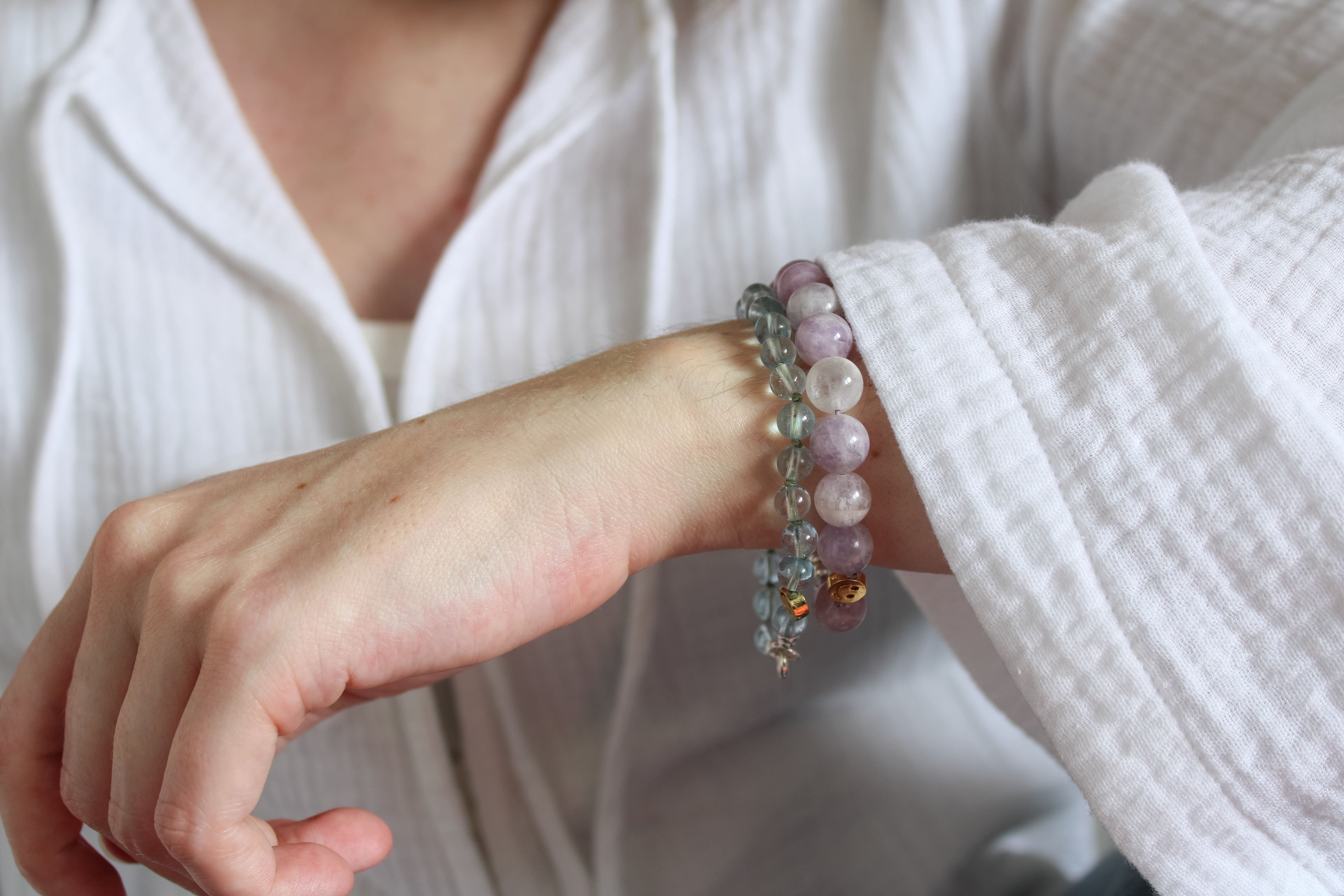 Amethist en lepidoliet armband 'Josie'