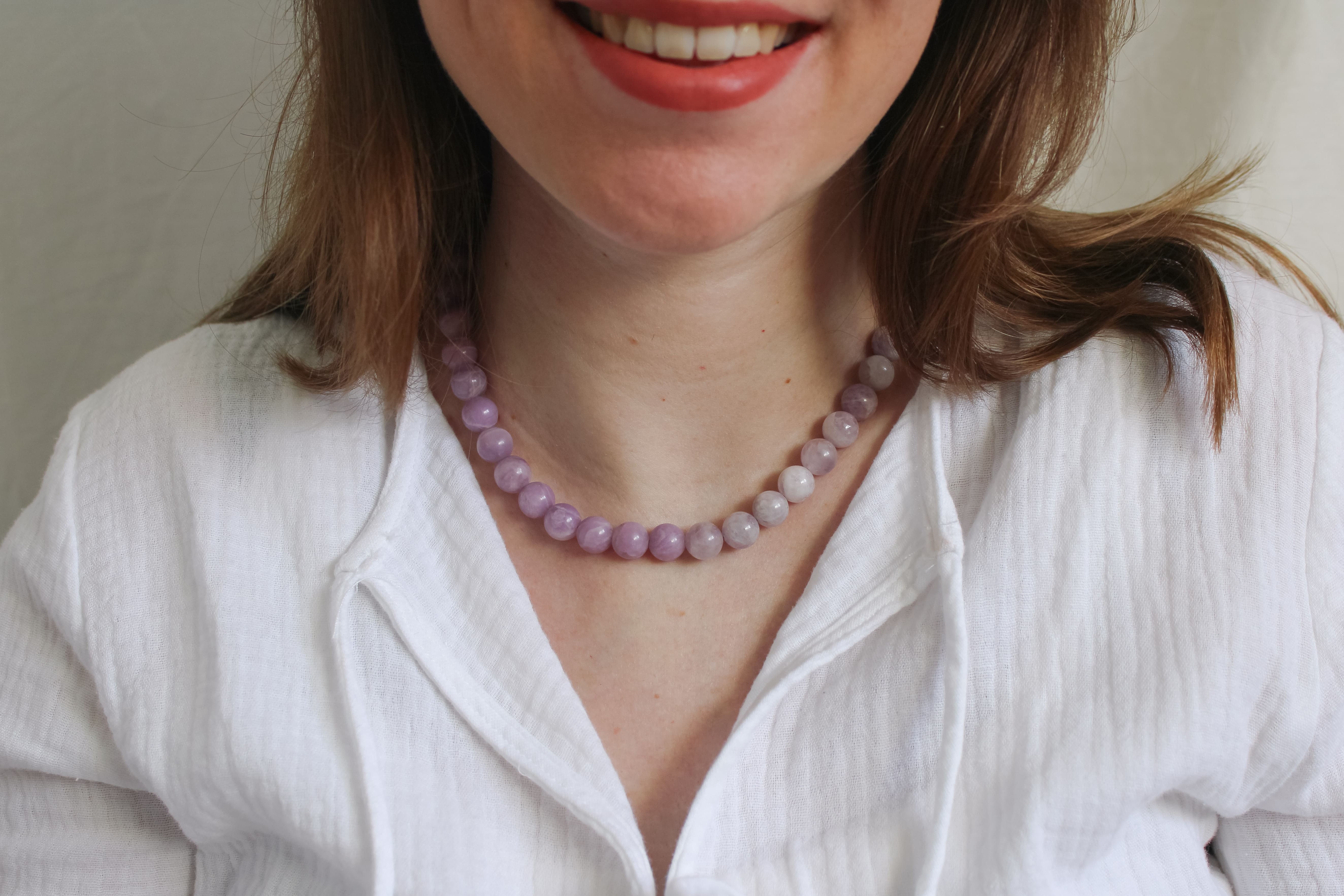 Amethist en lepidoliet ketting 'Josie'