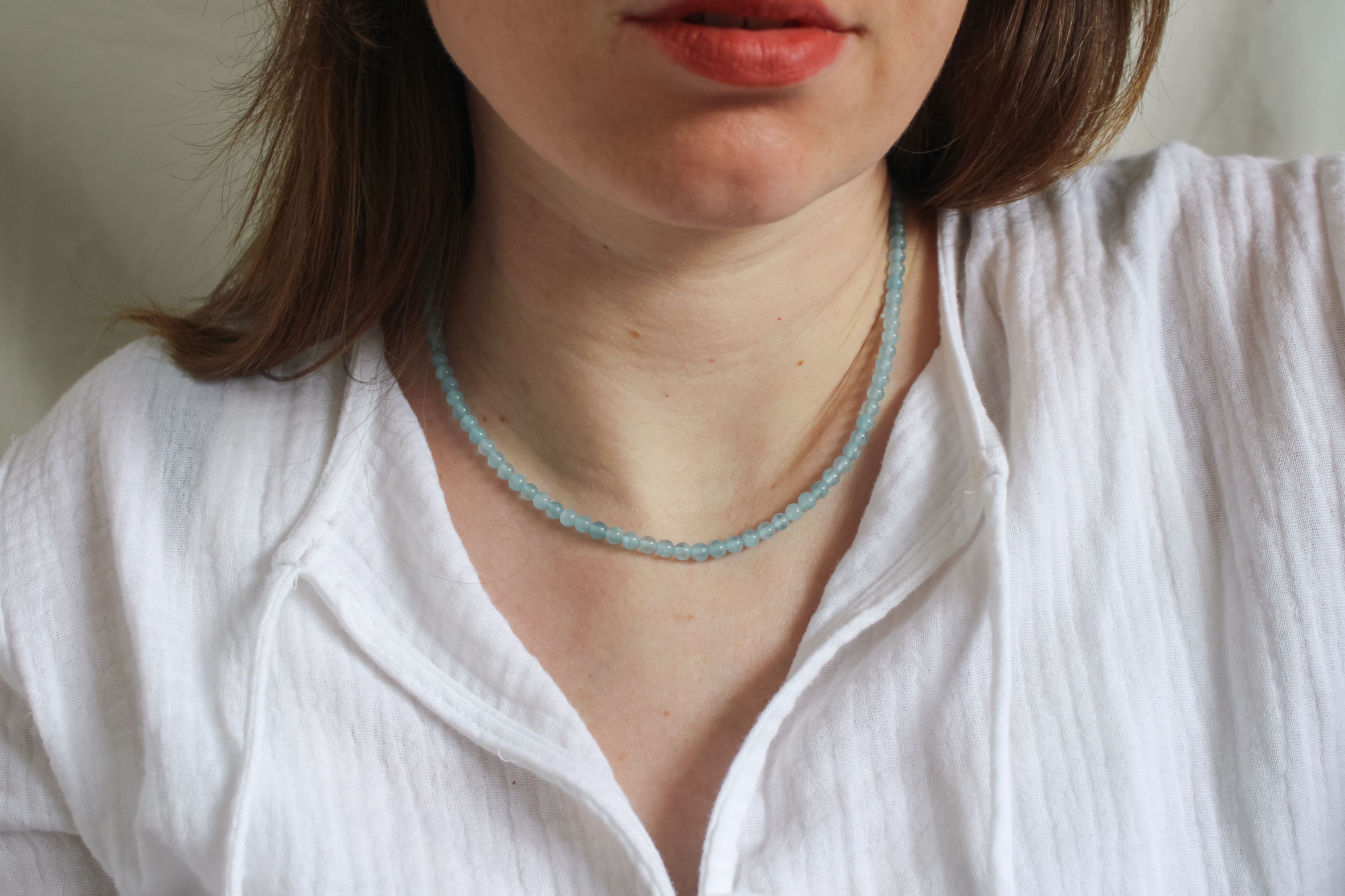 Aquamarijn ketting 'Flore'