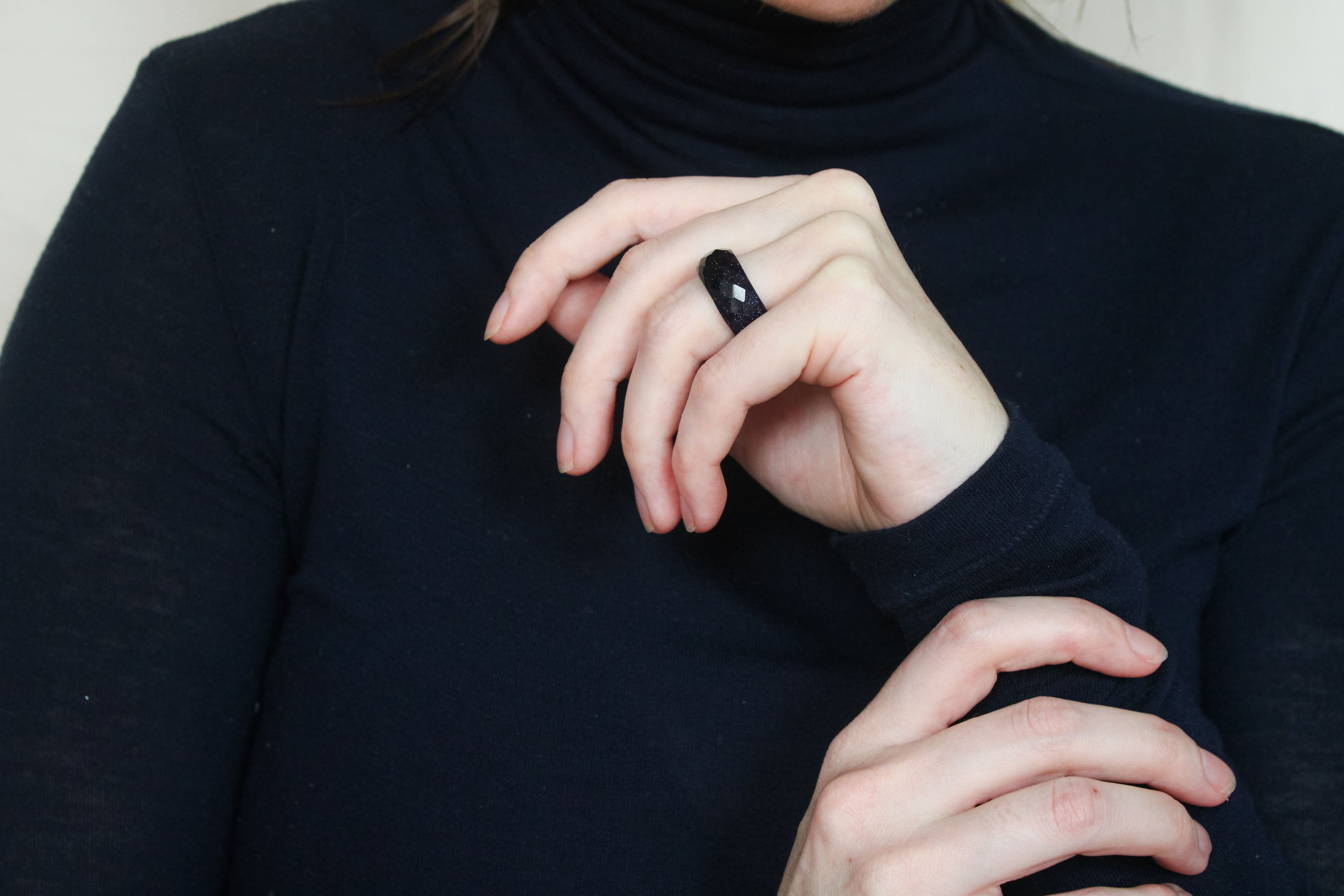 'Nadine' Blauwe Goudsteen Ring (US 7, 17.3mm)