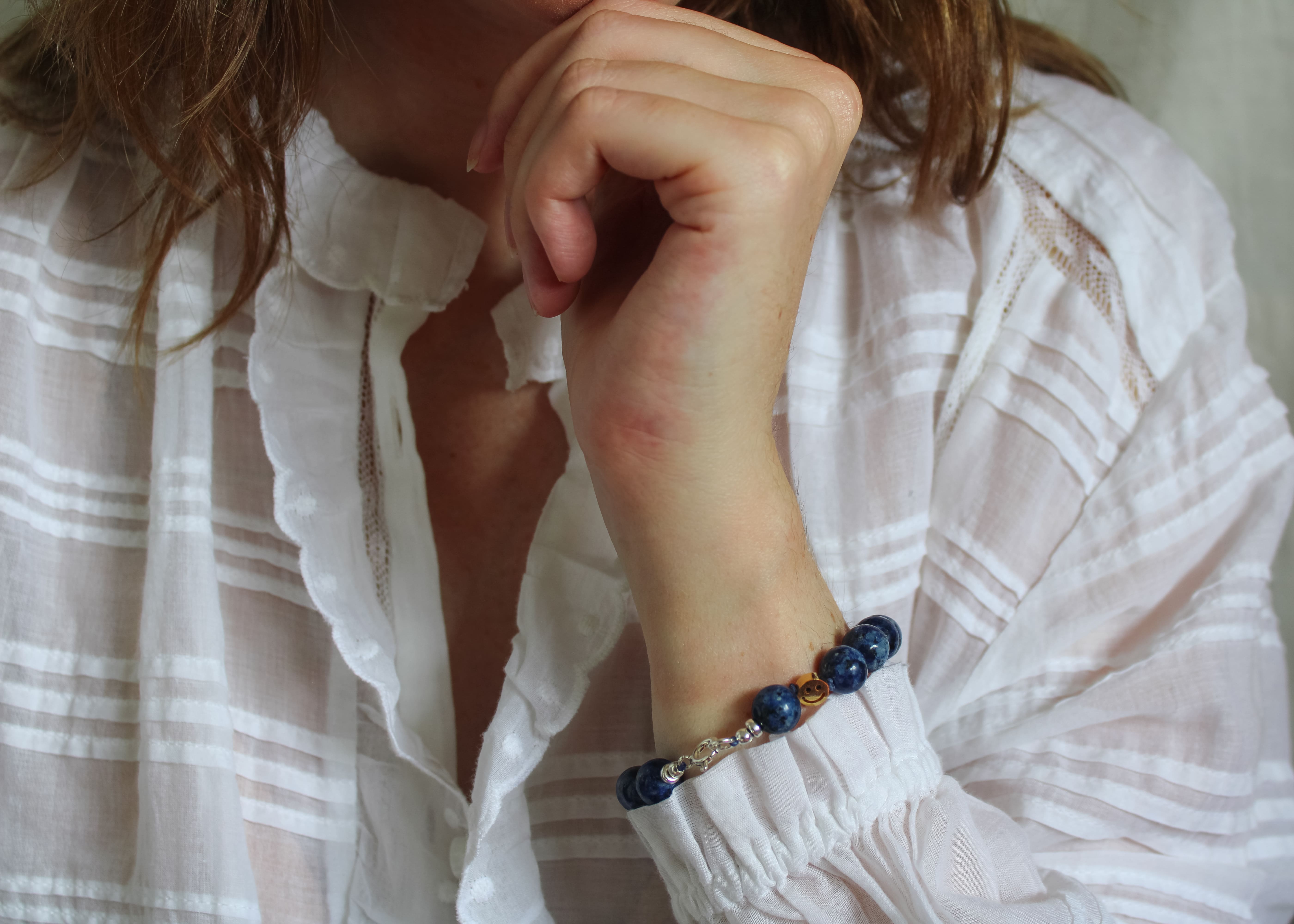 Blauwe jaspis armband 'Josie'