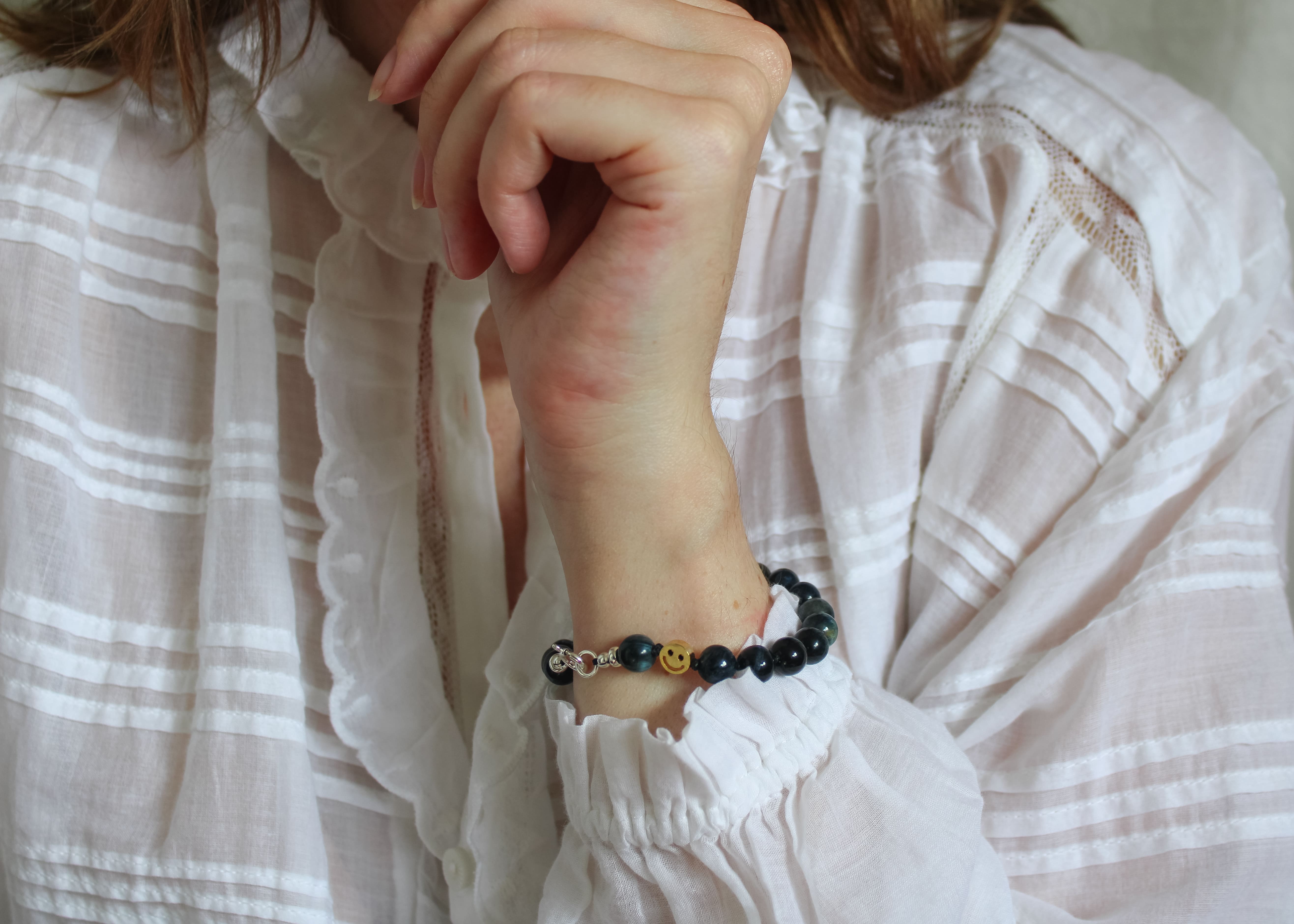 Blauwe obsidiaan armband 'Emma'