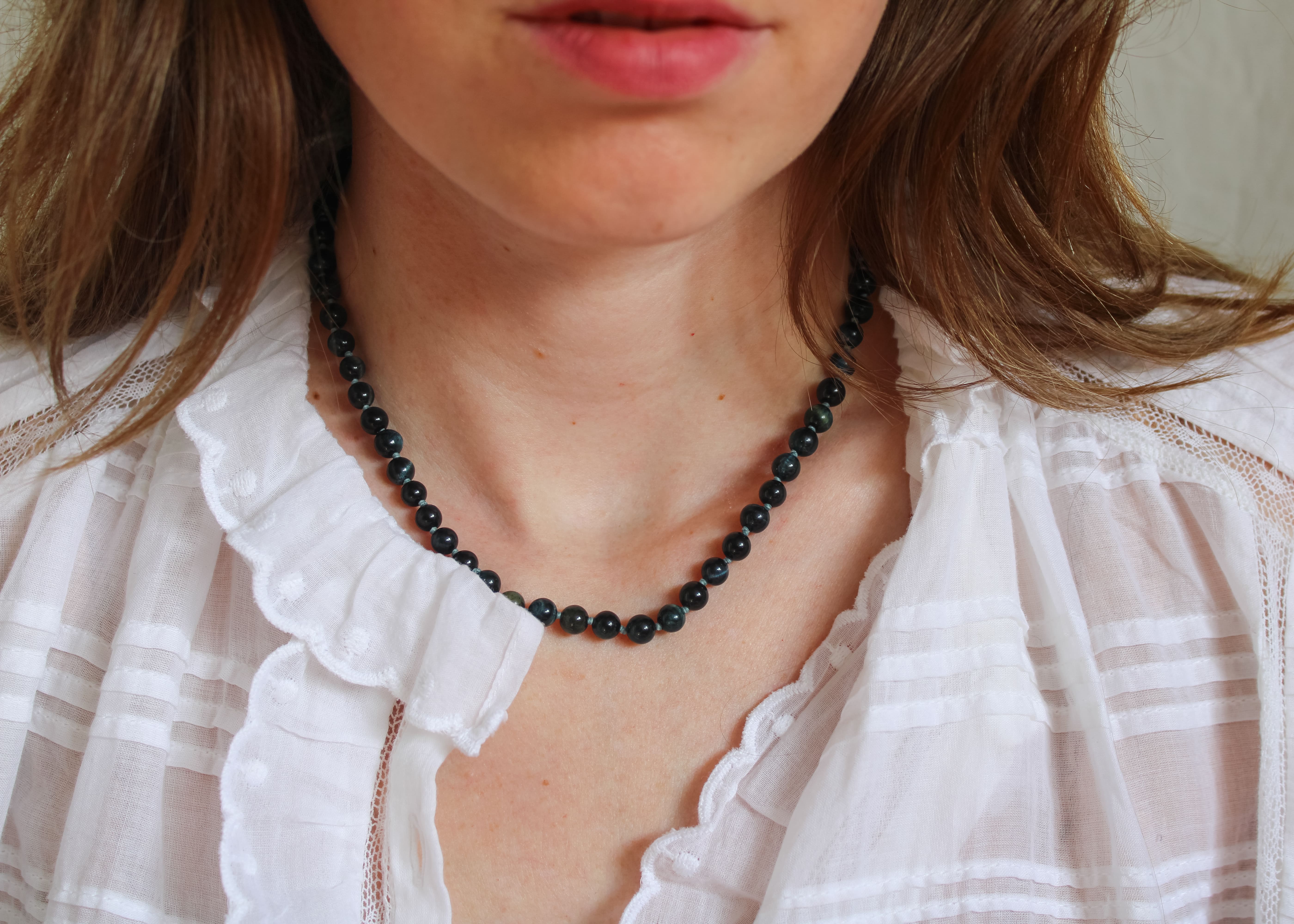 Blauwe tijgeroog ketting 'Ines'