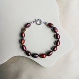Duurzame burgundy parel armband, handgemaakte sieraden