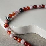 'Mabel' Edelsteen Ketting met Carneool en Roze Opaal