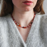 'Mabel' Edelsteen Ketting met Carneool en Roze Opaal