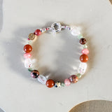 'Rosie' Edelsteen Armband met Kyaniet, Rhodocrosiet en Roze Opaal