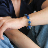 'Julie' Edelsteen Armband met Blauwe Agaat en Labradoriet