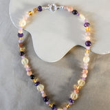 'Livia' Edelsteen Ketting met Citrien, Amethist en Maansteen