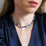 'Mabel' Edelsteen Ketting met Sodaliet en Rozenkwarts