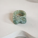 'Leona' Jade Ring met Leeuw (US 10.5, 20.2mm)