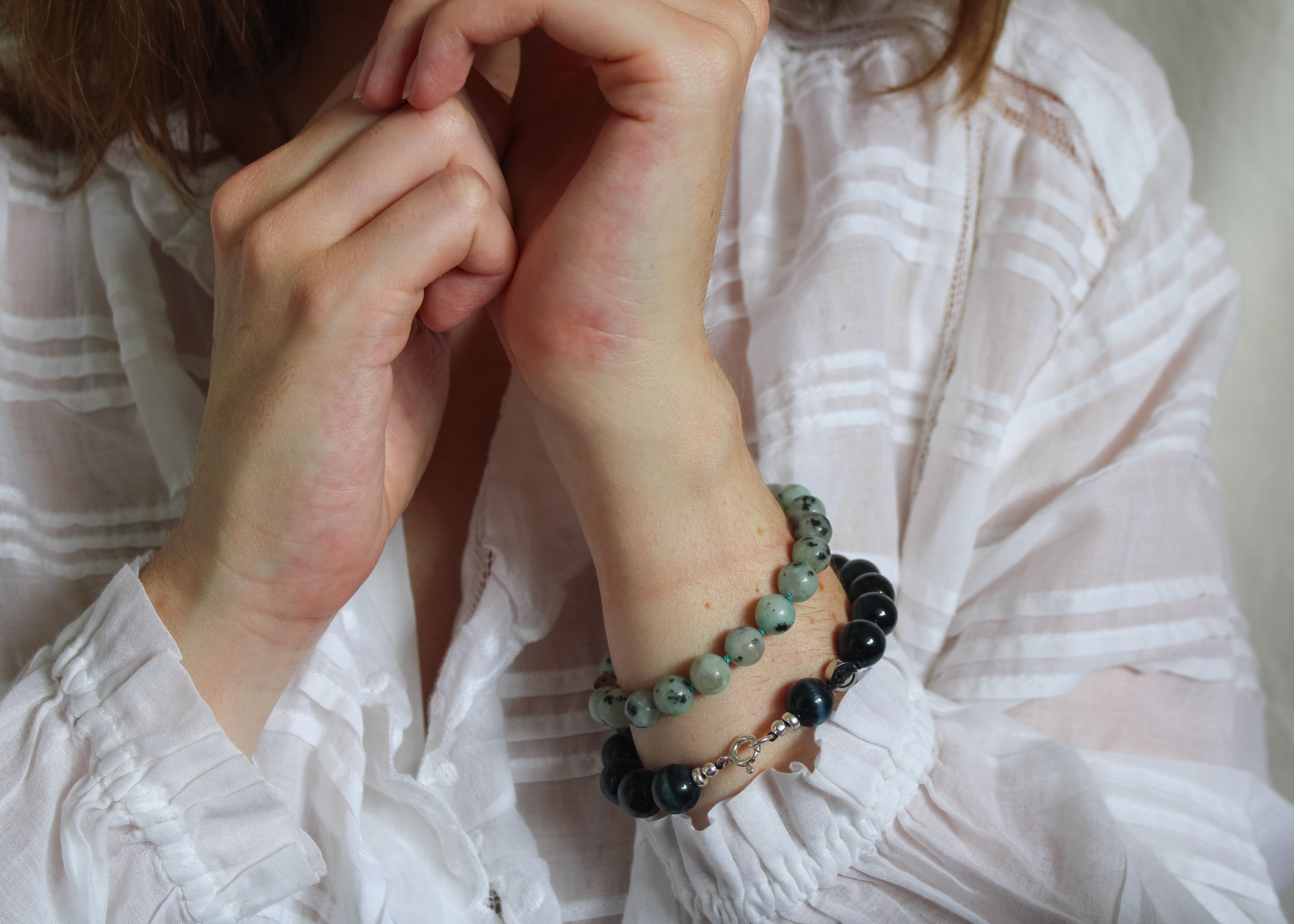Kiwi sesam jaspis armband 'Emma'