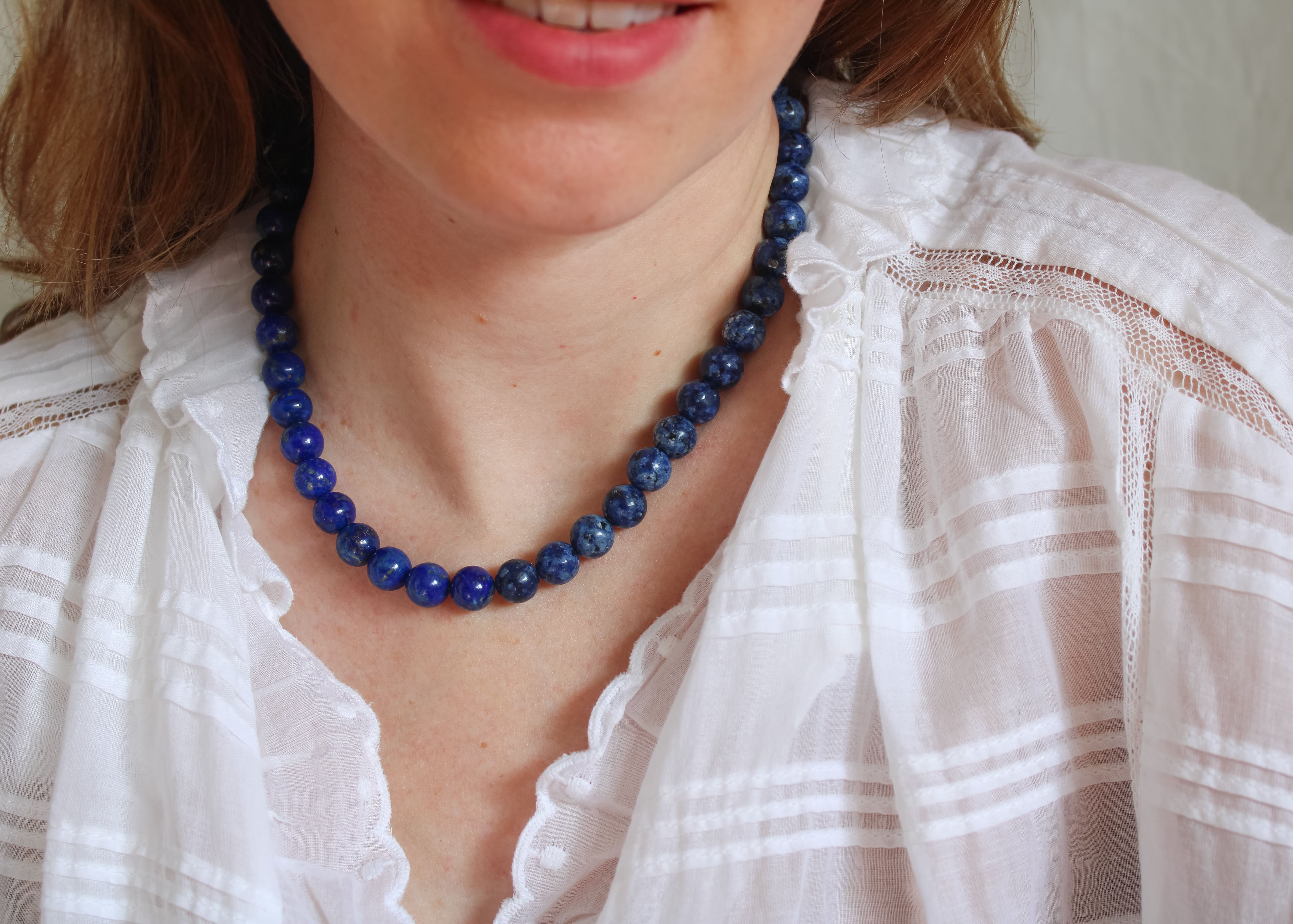 Lapis lazuli en blauwe jaspis ketting 'Josie'