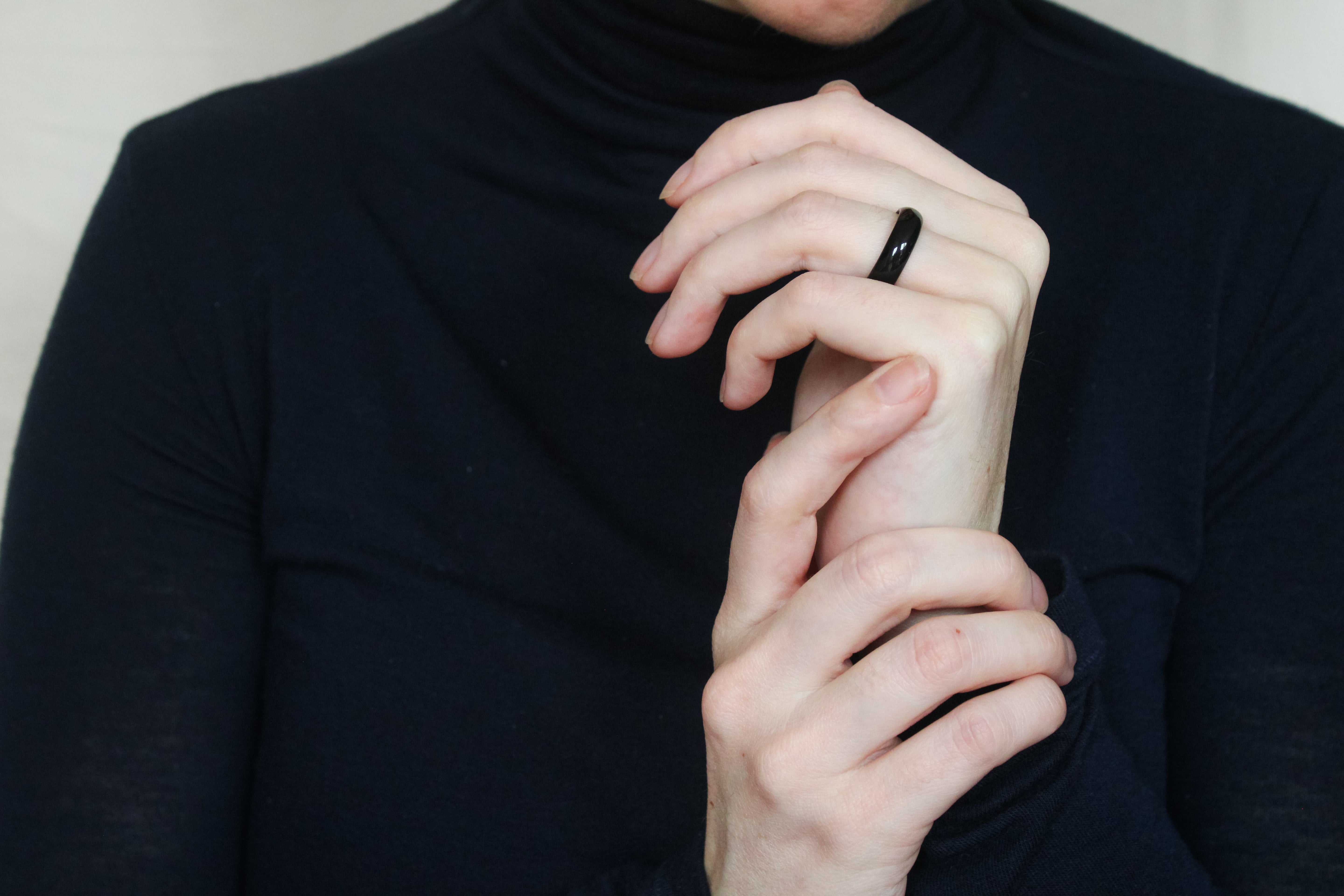 'Raven' Obsidiaan Ring (US 7, 17.3mm)