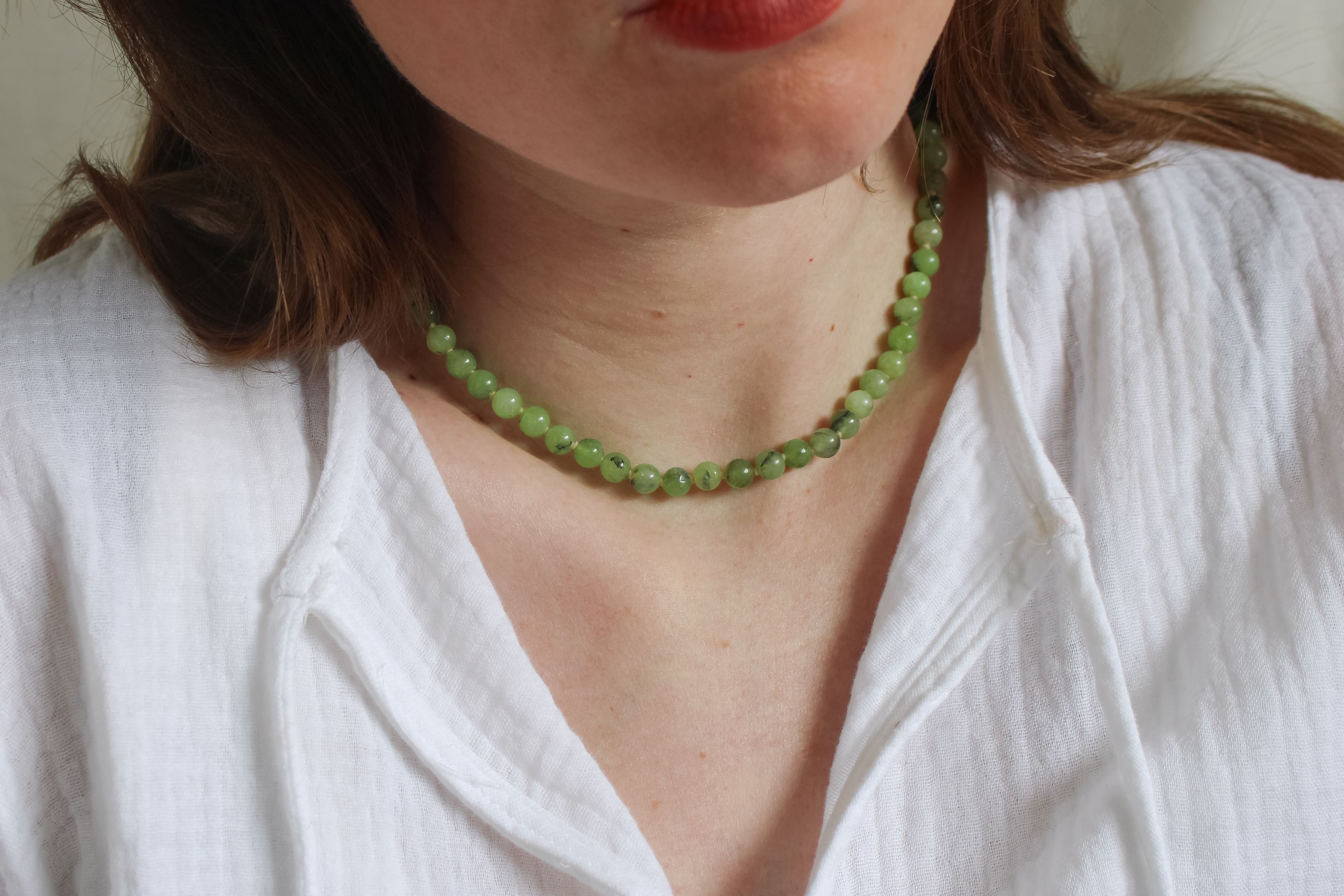 Prehniet ketting 'Inès'