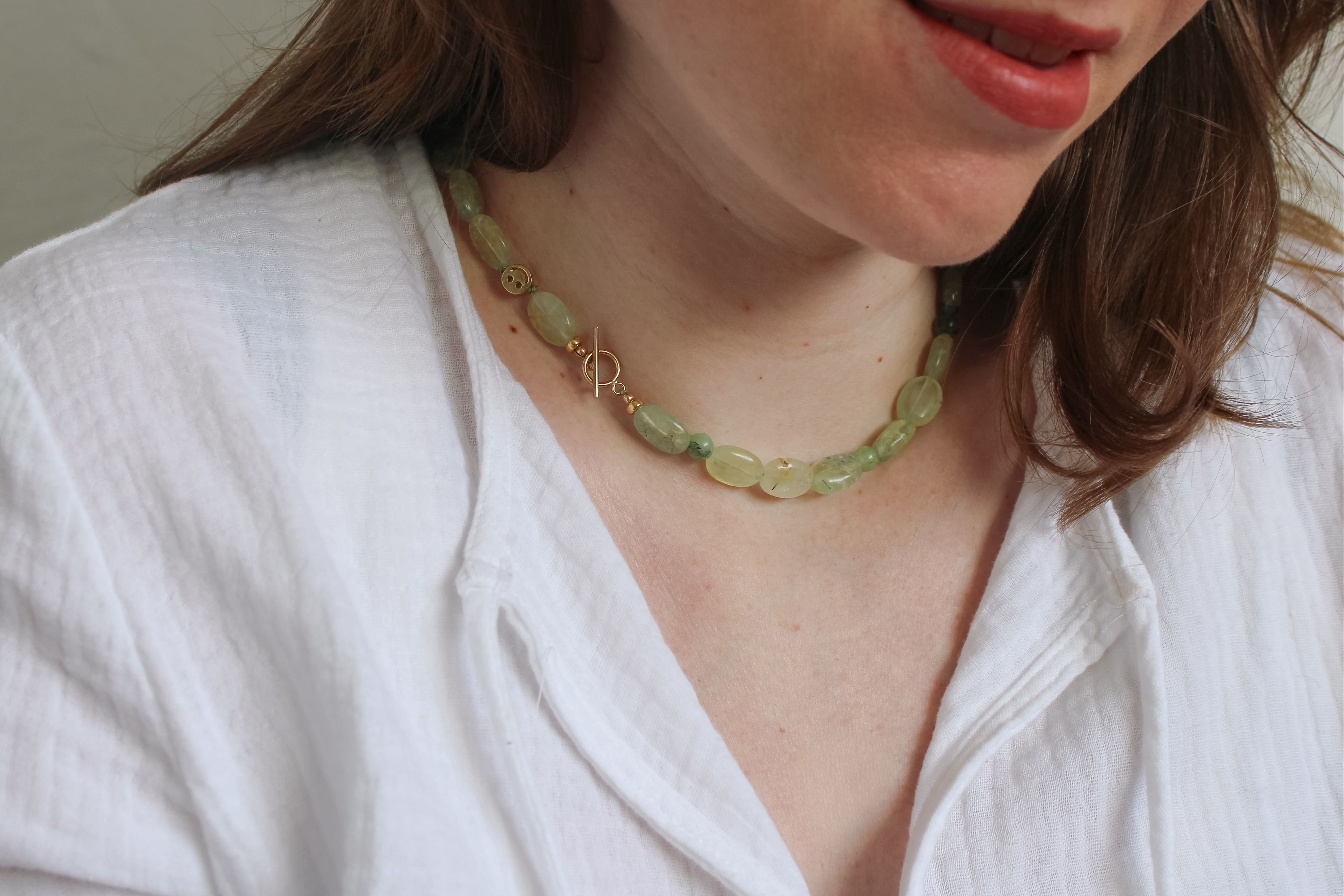 Prehniet ketting 'Ulla'