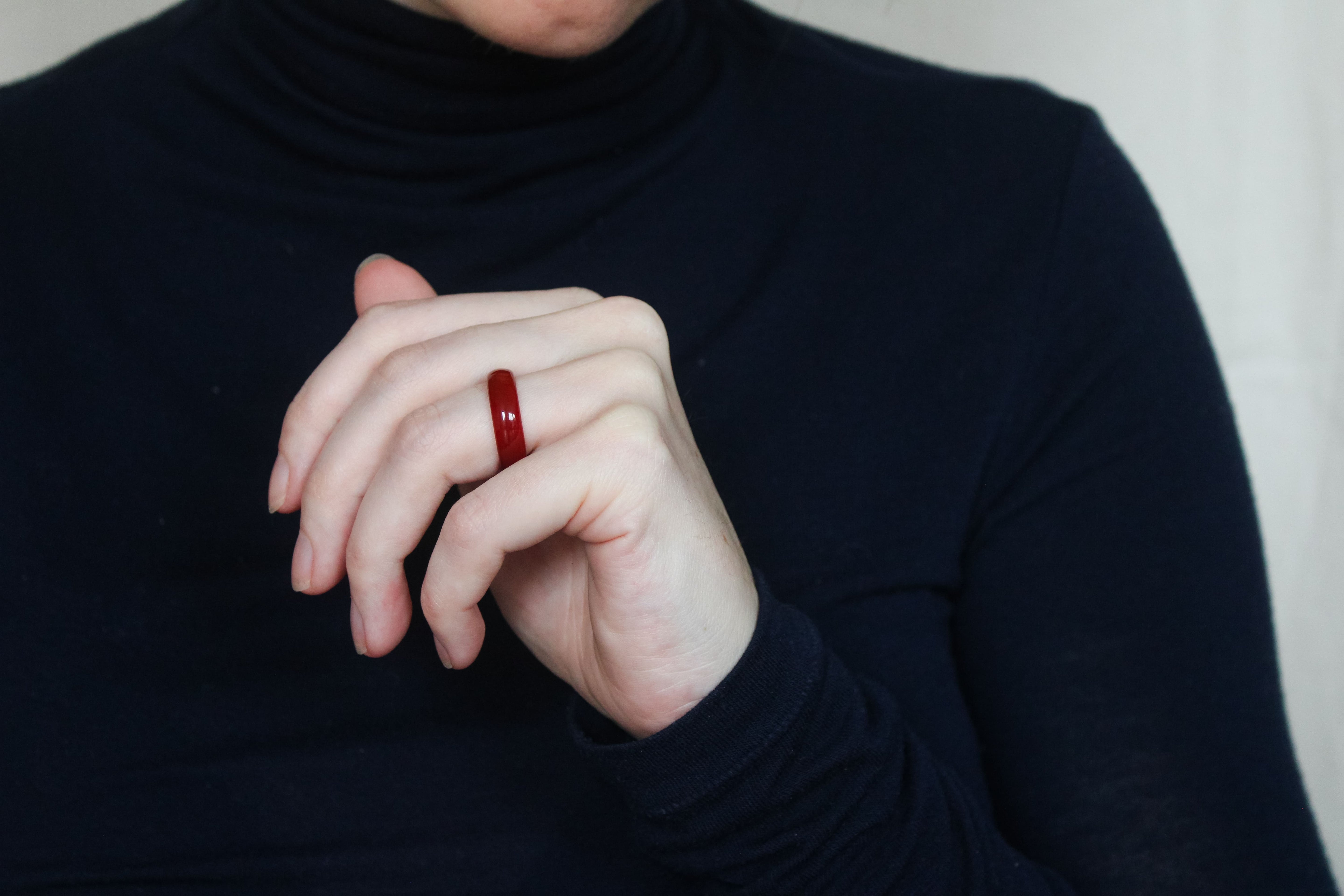 'Sorel' Rode Agaat Ring (US 7.5, 17.7mm)