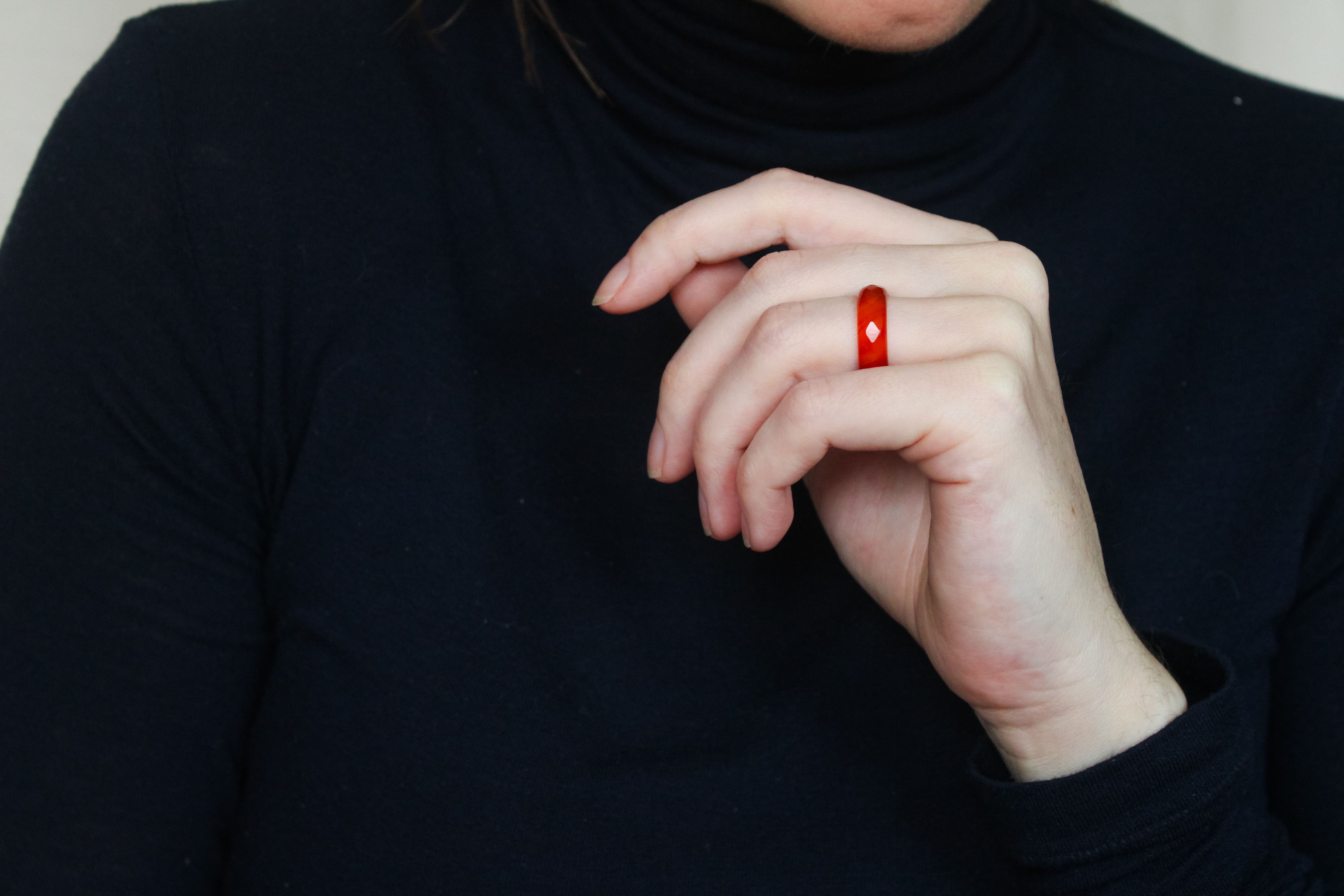 'Lova' Rode Agaat Ring (US 6, 16.5mm)