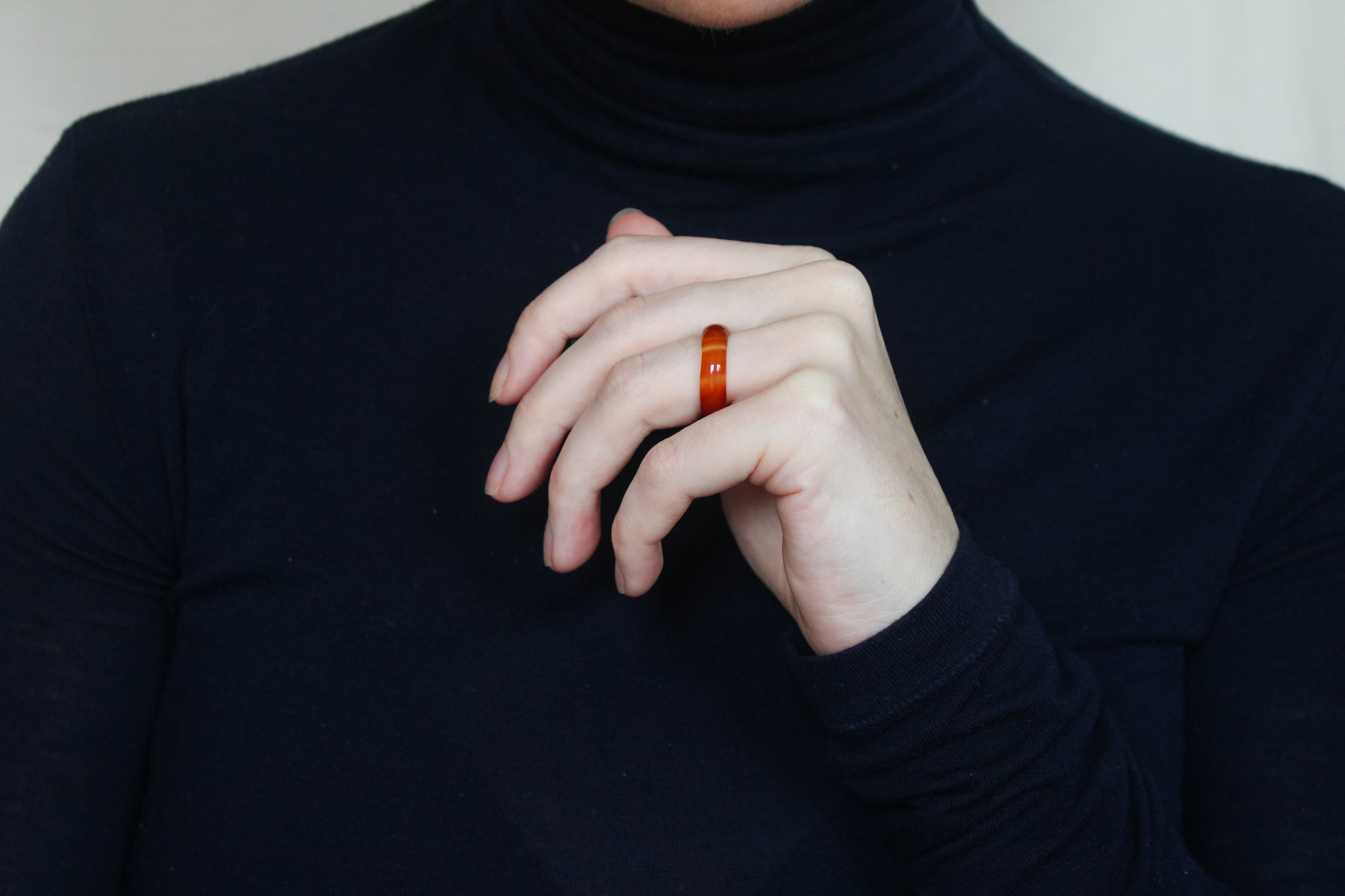 'Nanna' Rode Agaat Ring (US 7.5, 17.7mm)