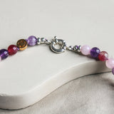 'Mabel' Rozenkwarts, Roze Toermalijn en Amethist Ketting