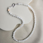 Duurzame witte jade edelsteen ketting, handgemaakte sieraden