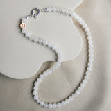 Duurzame witte jade edelsteen ketting, handgemaakte sieraden