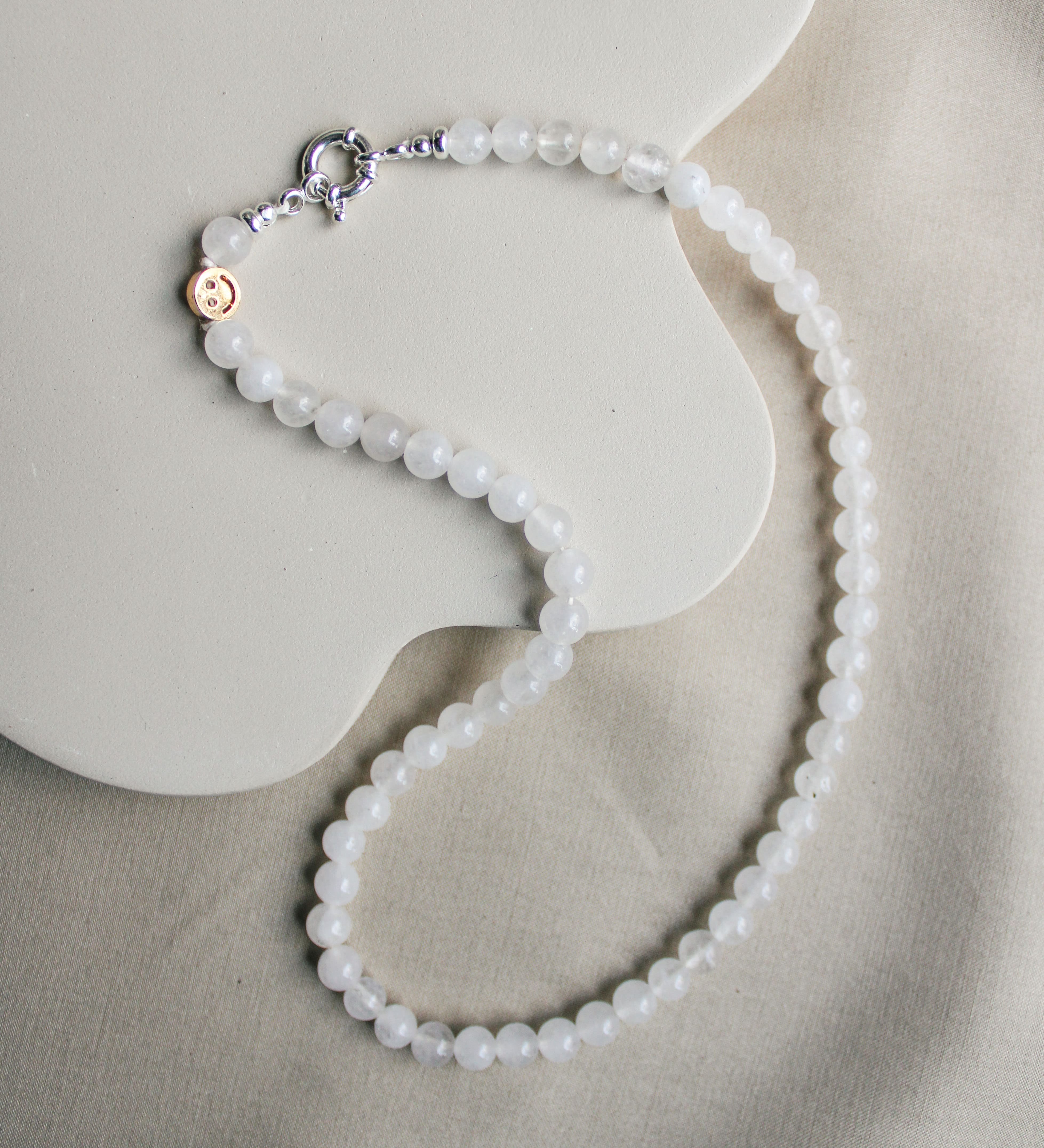 Duurzame witte jade edelsteen ketting, handgemaakte sieraden