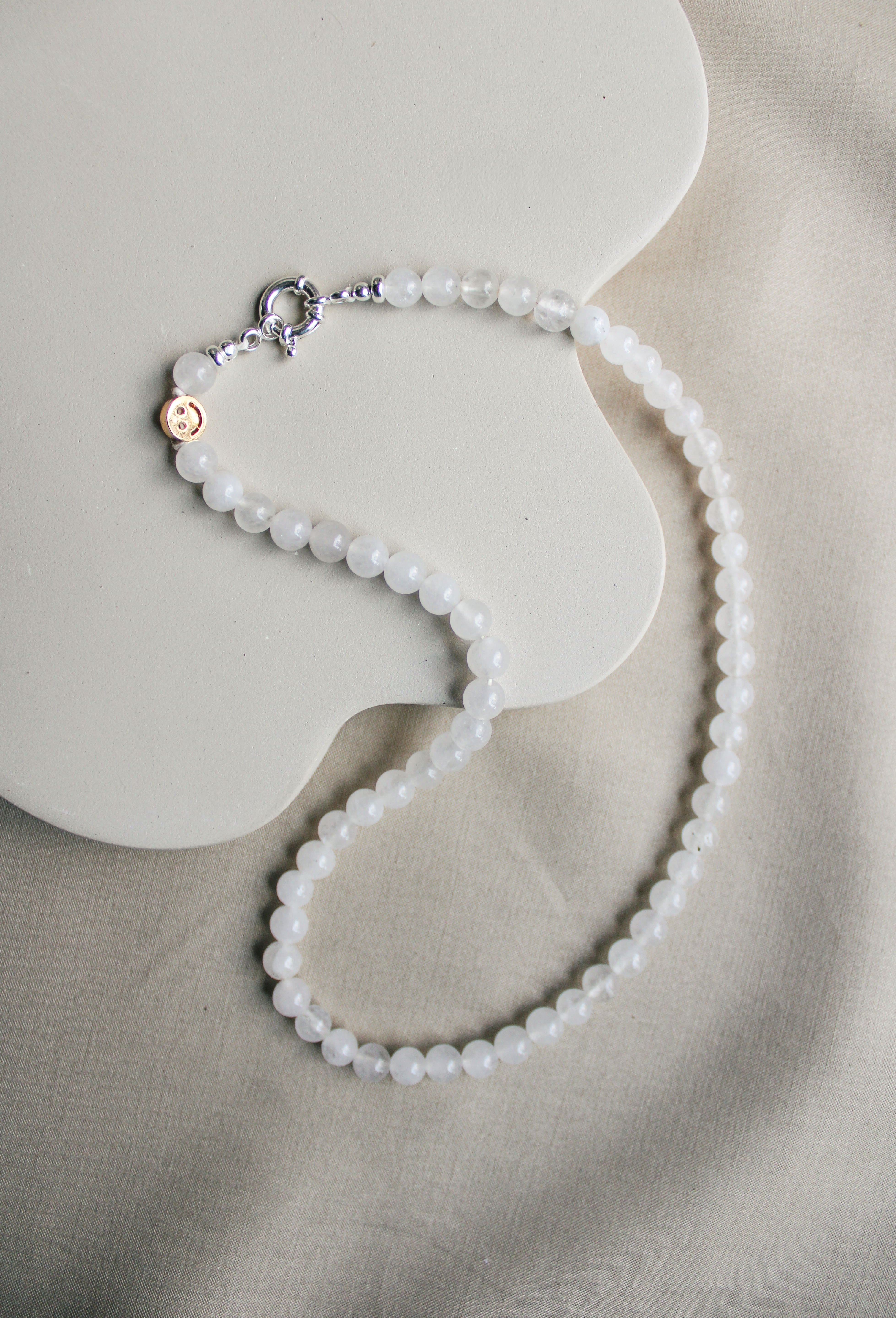 Duurzame witte jade edelsteen ketting, handgemaakte sieraden